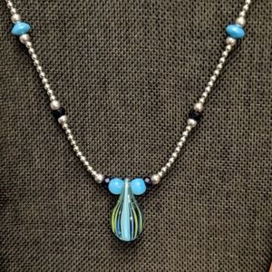 Sterling silver necklace with Murano glass teardro